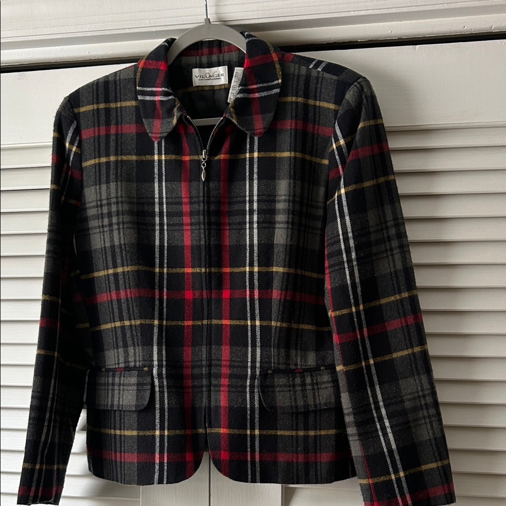 Pendleton Plaid Blazer - Black, Red, Yellow